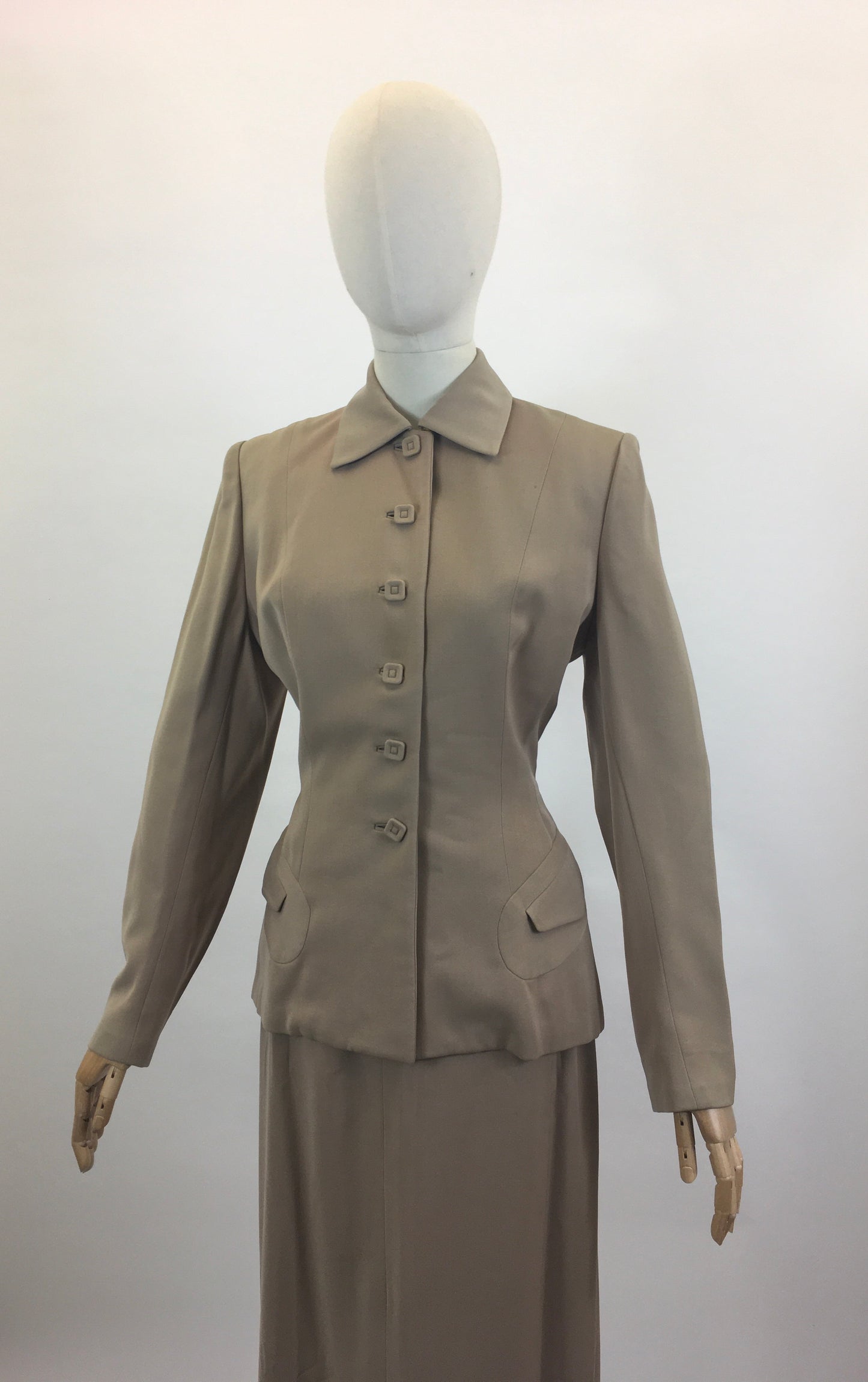 Original 1940’s Longline 2pc Suit - Soft Fawn