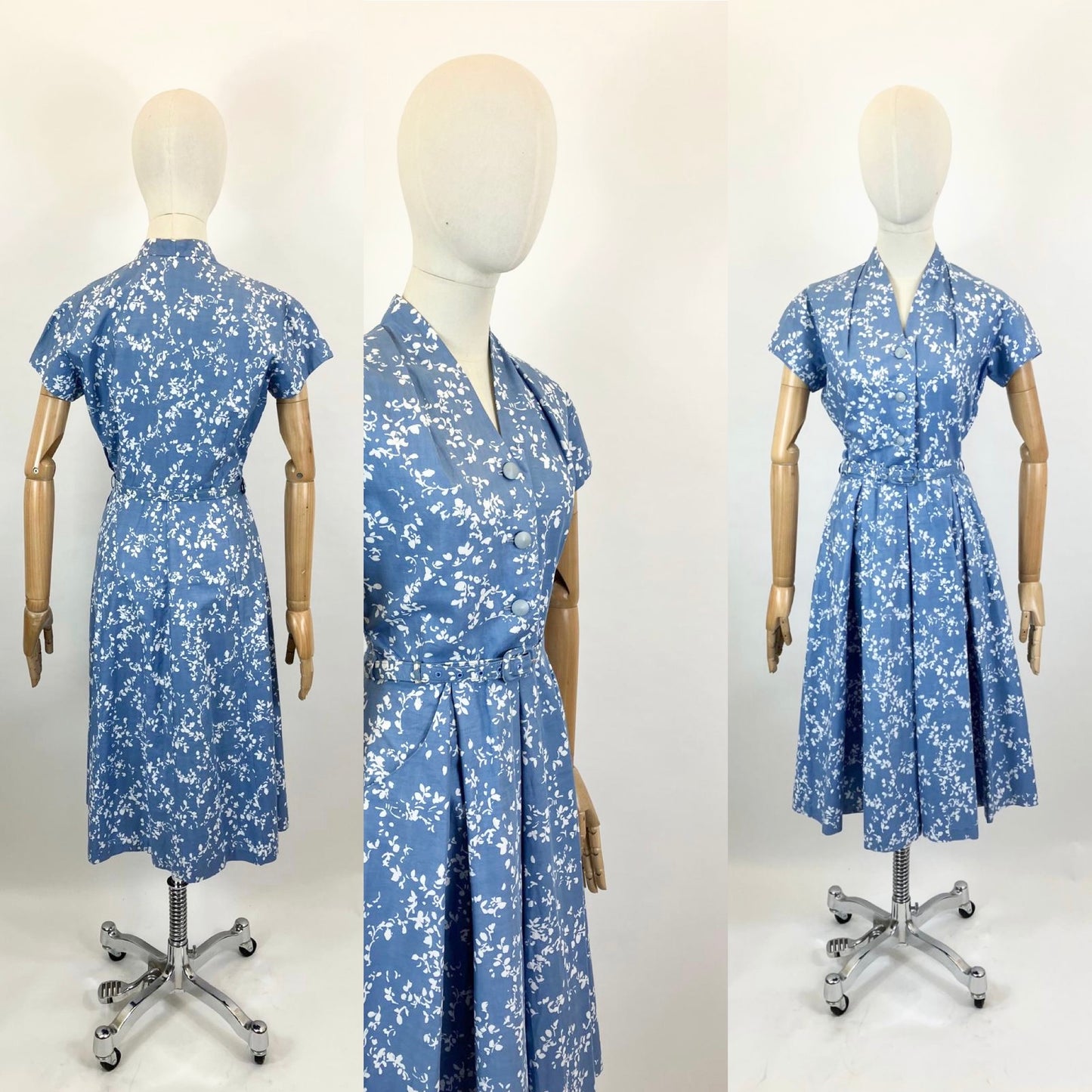 Original 1940’s/ 1950’s Cotton day dress - in Powder Blue