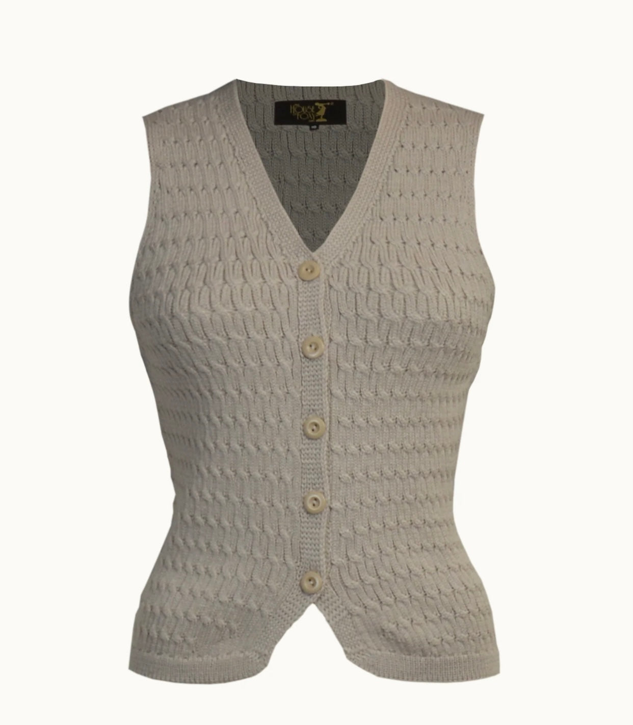 House Of Foxy Reproduction Knitted Waistcoat in Pearl