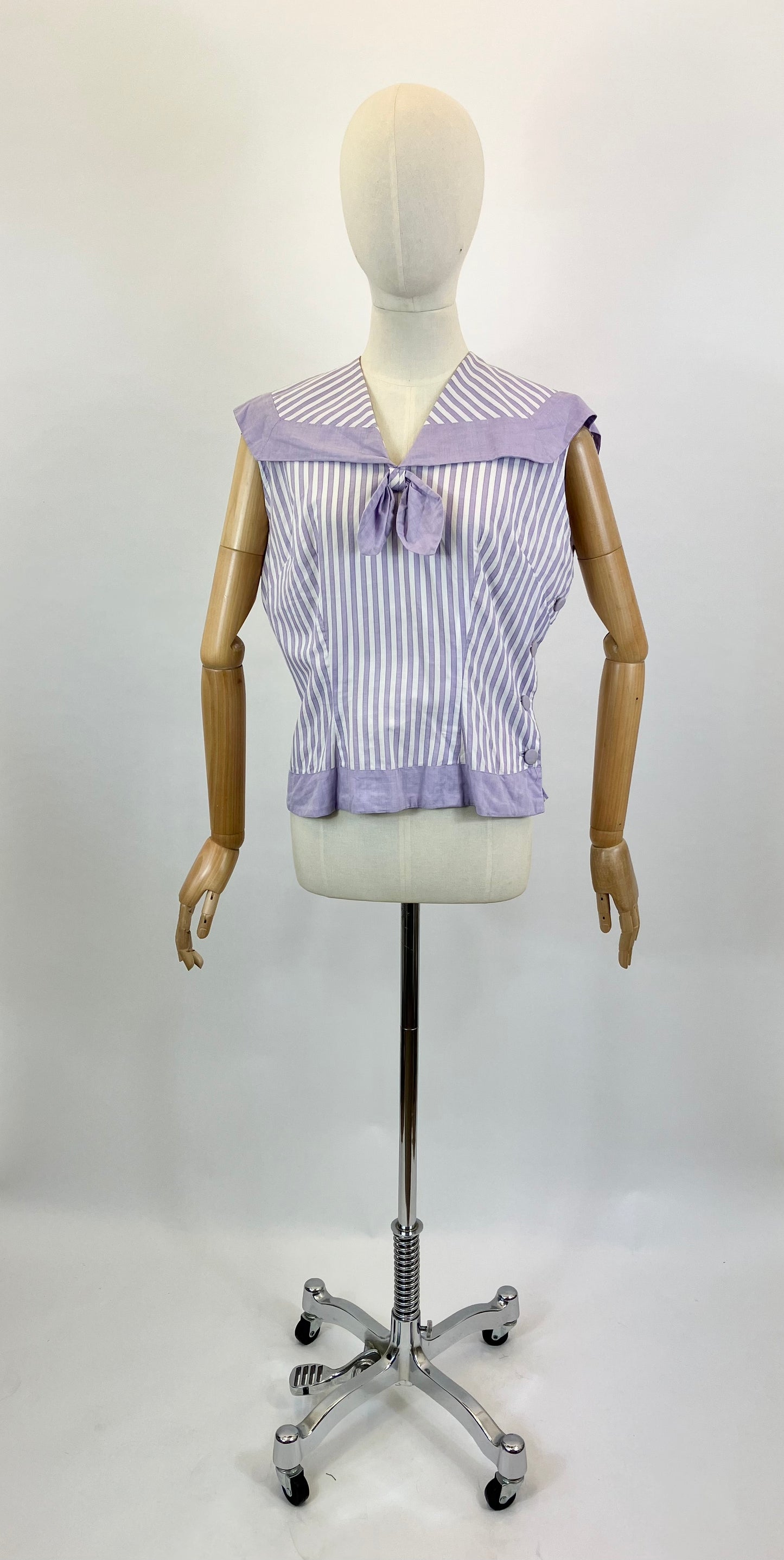 Original 1950’s Cotton blouse - Striped lilac