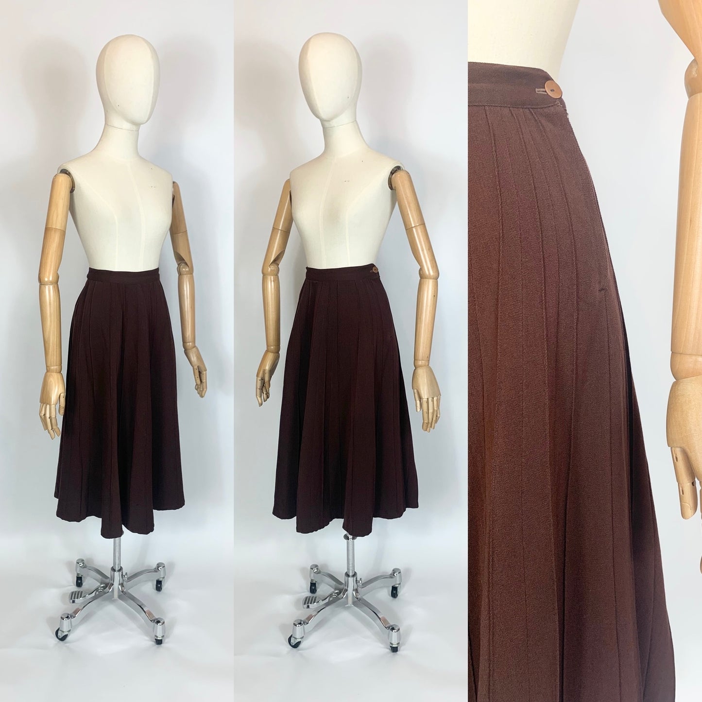 Original 1940’s everyday pleated skirt - in Dark Brown