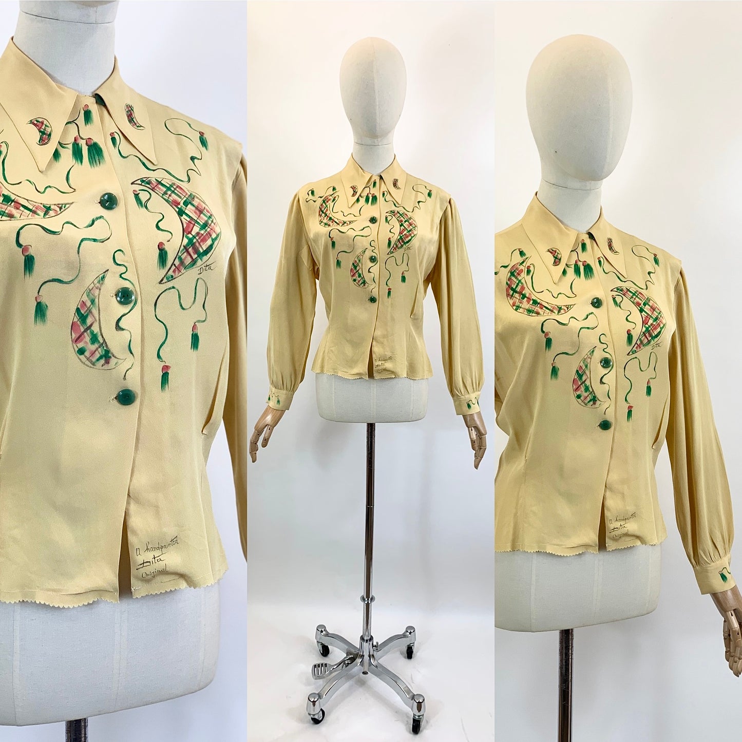 Original 1940’s Hand painted Blouse ‘Dita’ original - wonderful colours