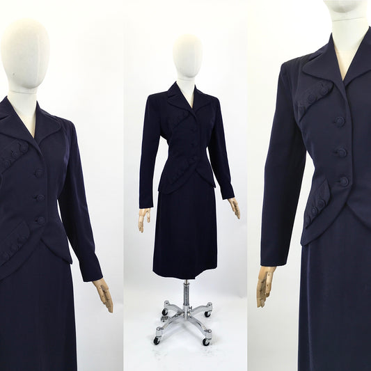 RESERVED FOR EMILY L. PLEASE DO NOT BUY. Original 1940’s Fabulous 2pc suit - True Navy