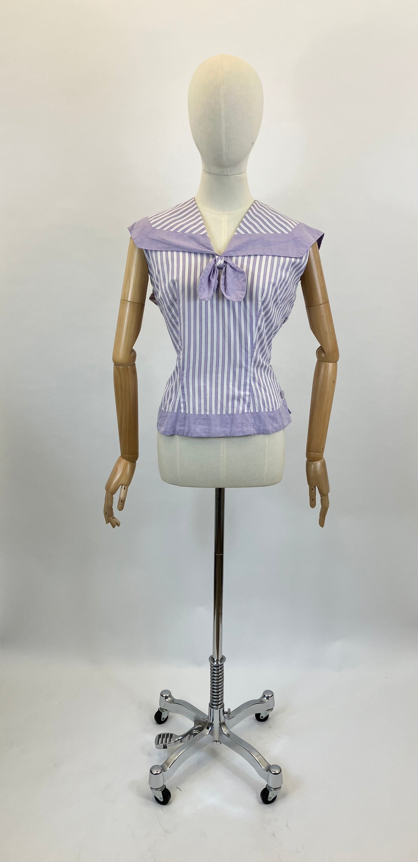 Original 1950’s Cotton blouse - Striped lilac