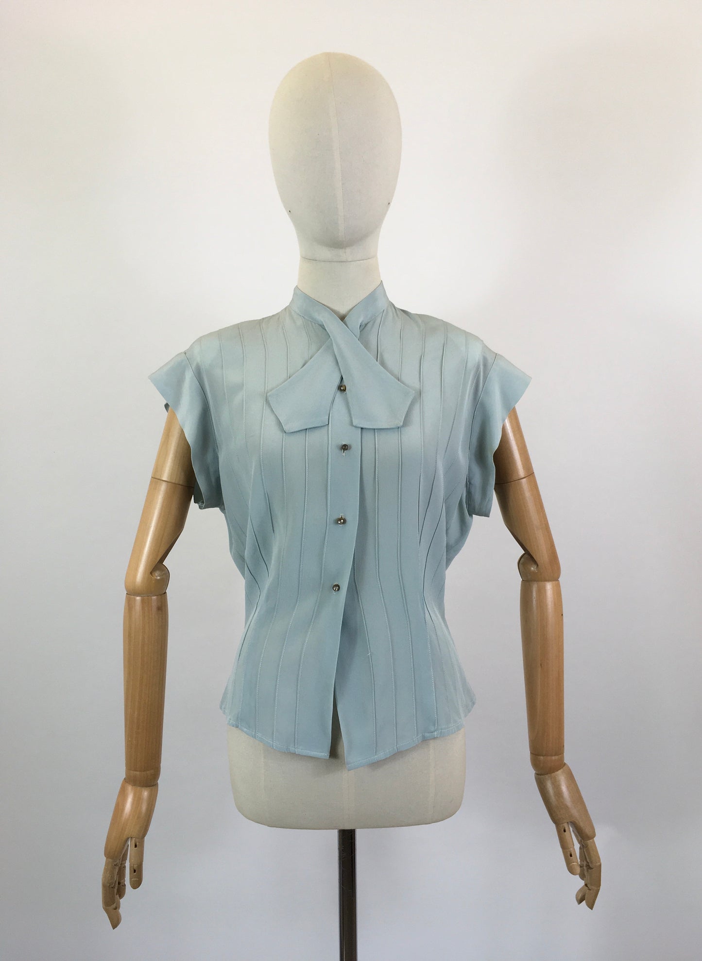 Original 1940’s Elegant Rayon Crepe Blouse - Duck Egg colour