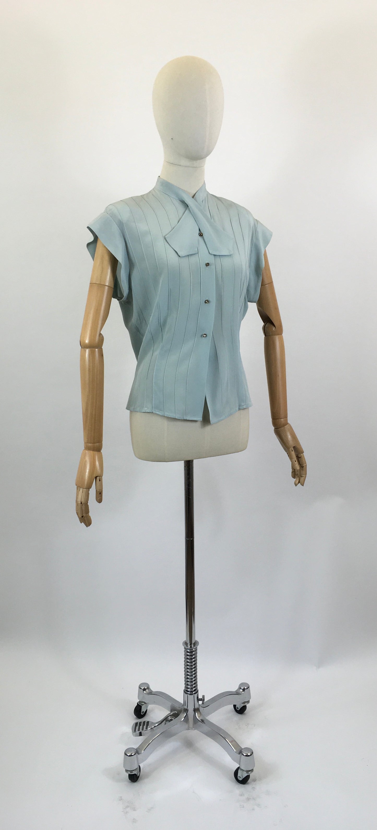 Original 1940’s Elegant Rayon Crepe Blouse - Duck Egg colour