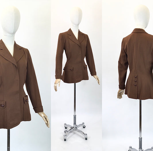 Original 1940s Longline Jacket - in a warm Chestnut brown
