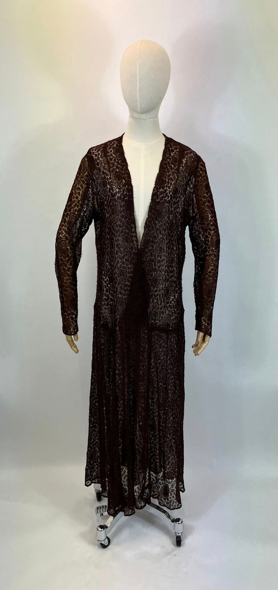 Original 1920's/ 1930's Crossover Lace Dress - in Gorgeous Deep Brown