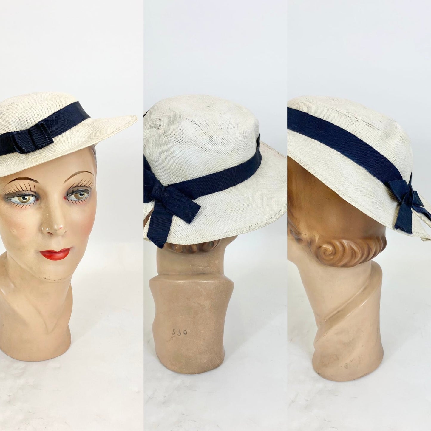 Original 1930’s Amazing Natural Straw Hat - Linen