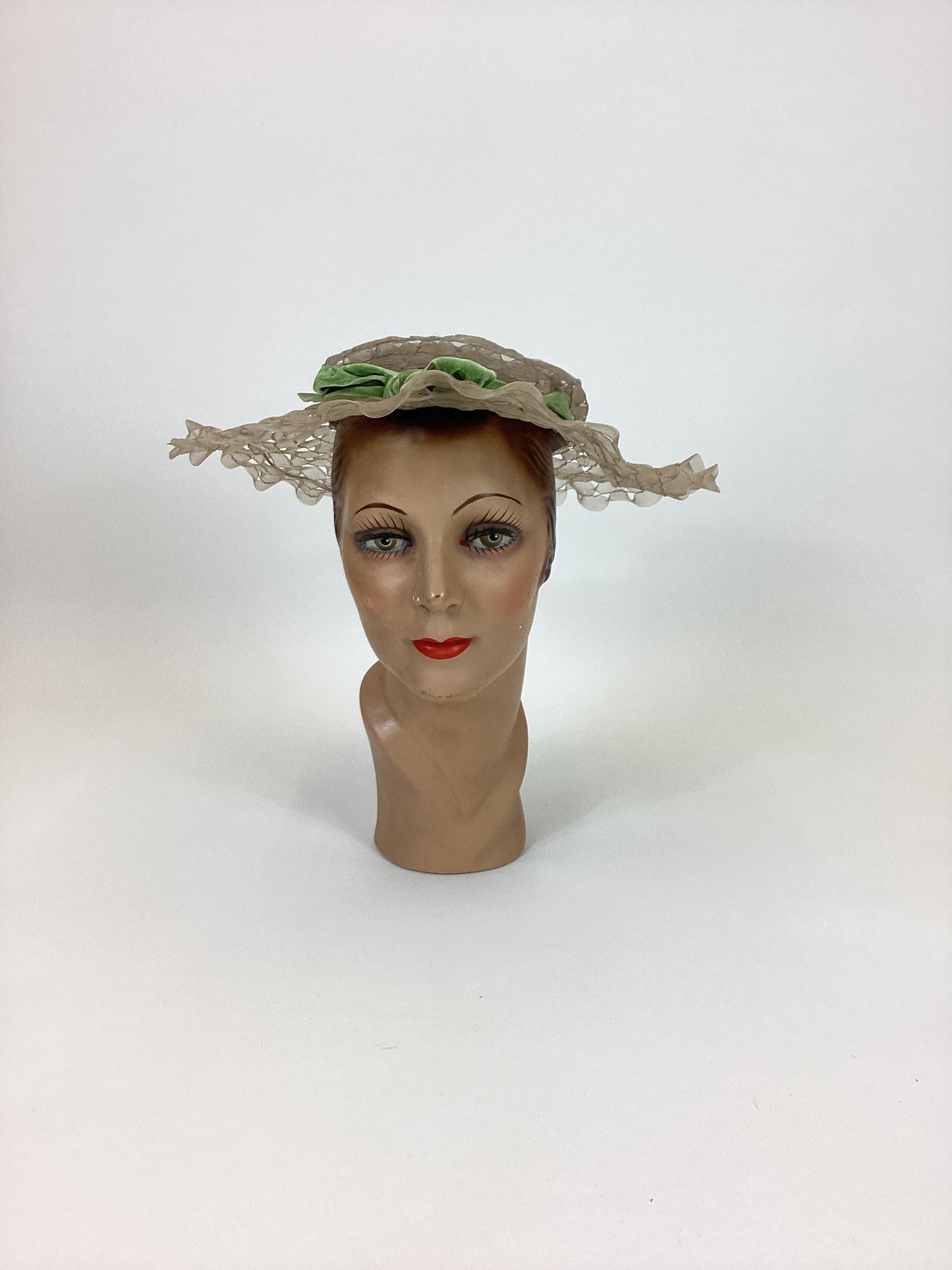 Original 1910's Amazing Edwardian Hat - in palest of pale green