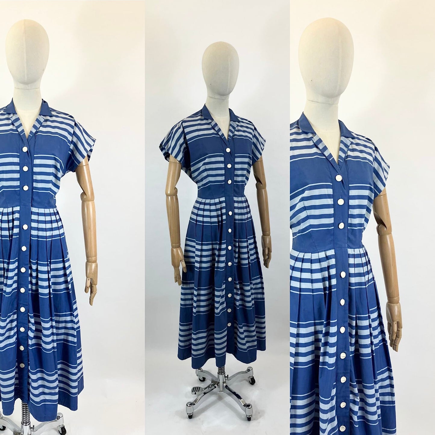 Original 1950’s Cotton Day dress - in hues of Blues