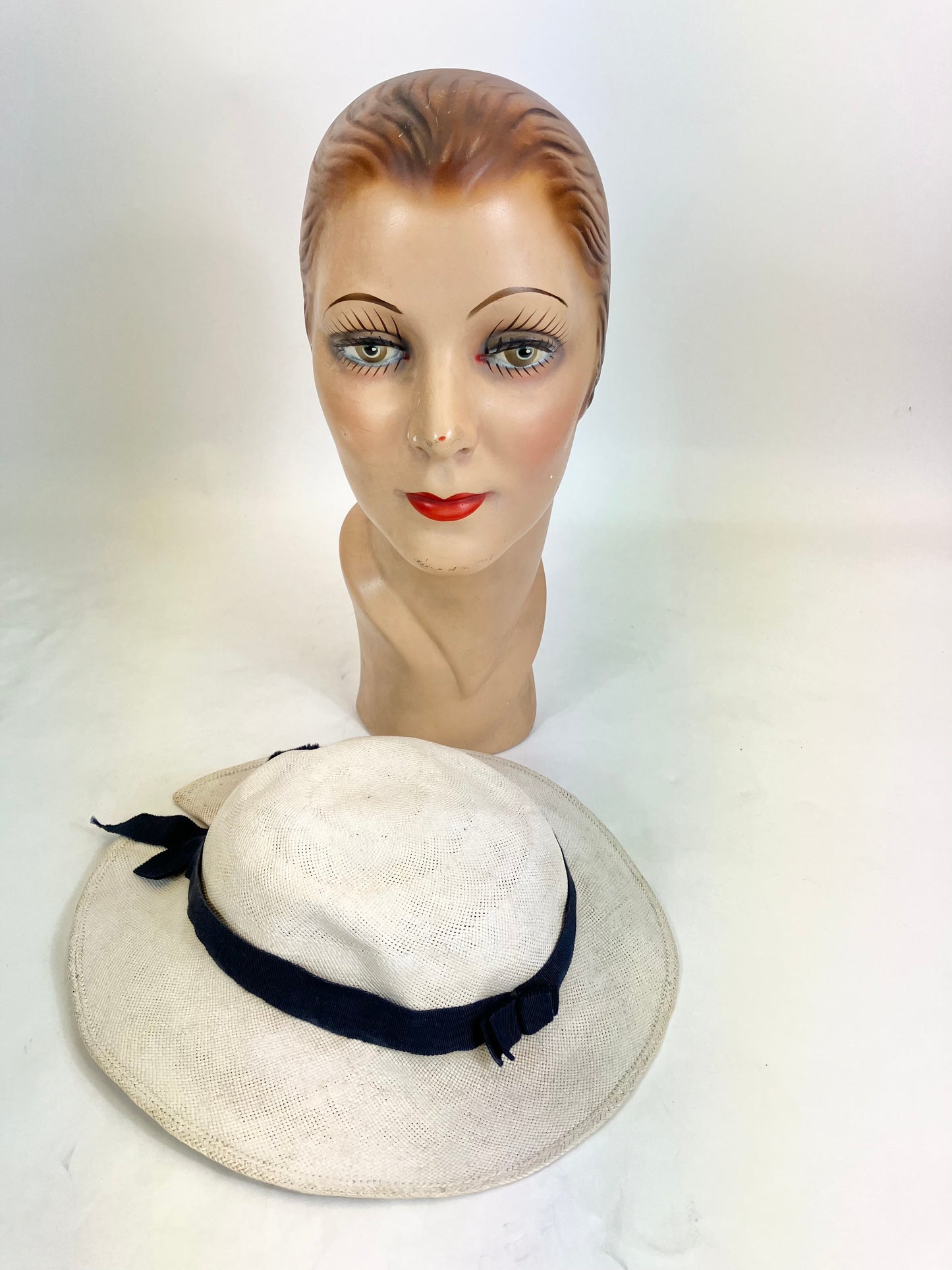 Original 1930’s Amazing Natural Straw Hat - Linen