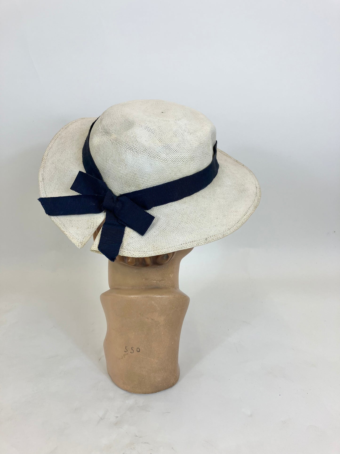 Original 1930’s Amazing Natural Straw Hat - Linen