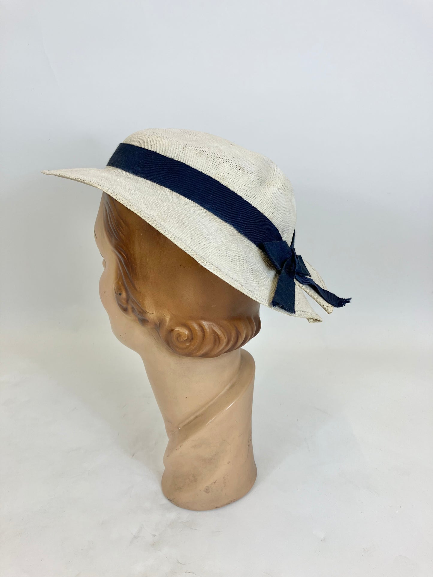 Original 1930’s Amazing Natural Straw Hat - Linen