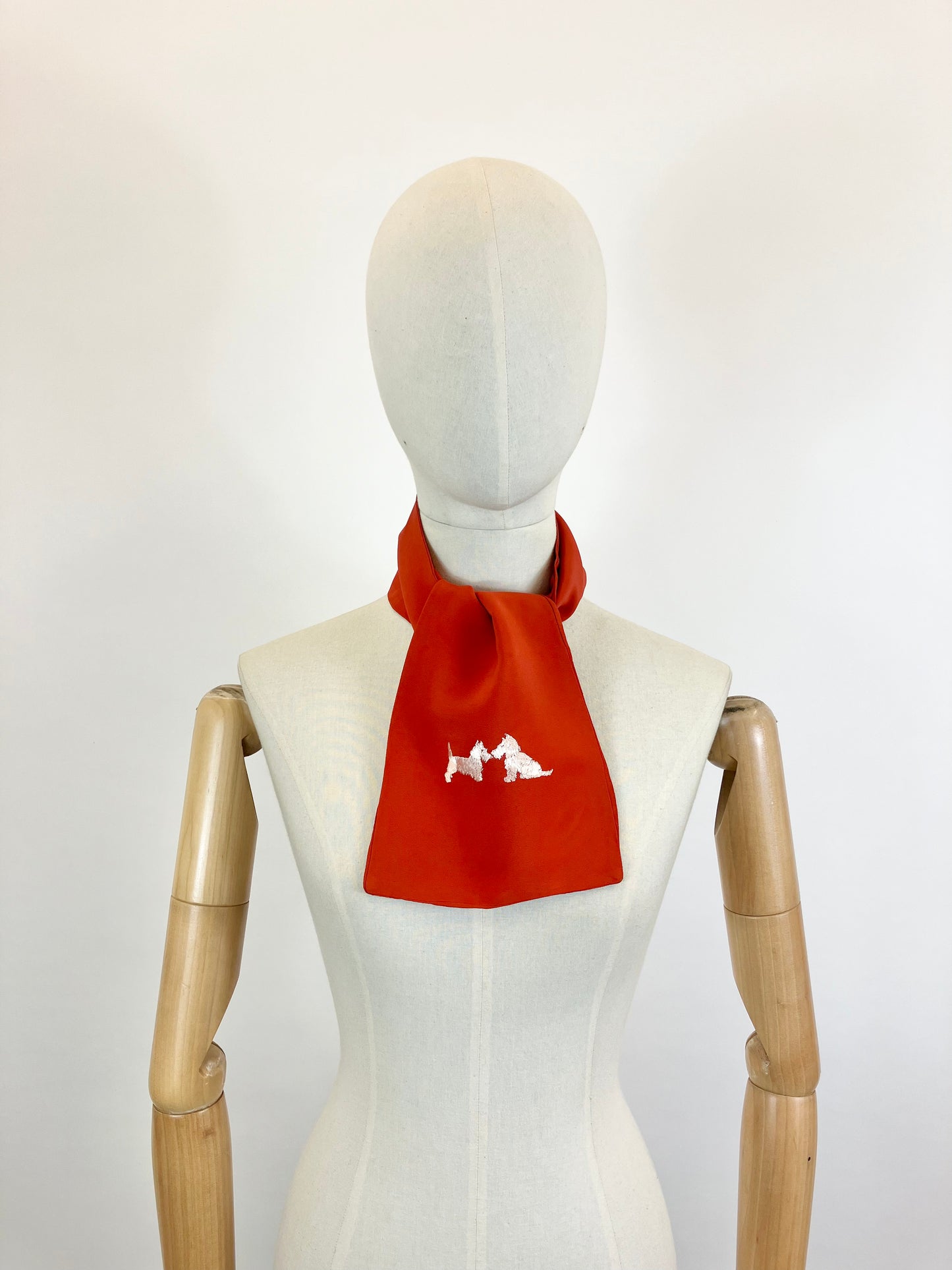 Original 1930’s Gorgeous Rayon crepe Scarf - Red