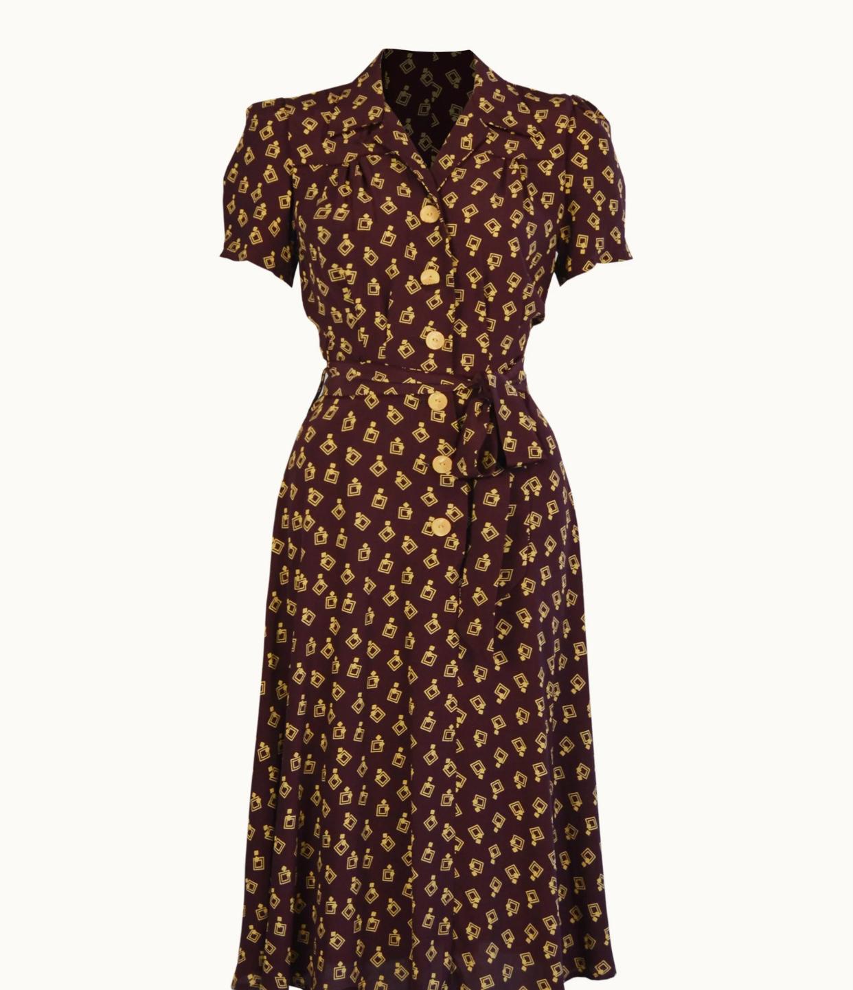 House Of Foxy Reproduction 40’s Shirtwaister Dress in Diamond Deco