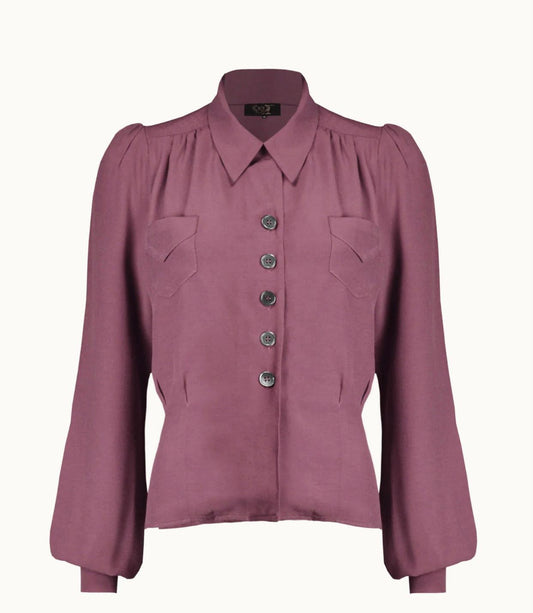 House of Foxy Reproduction Sweetheart Blouse in Plum