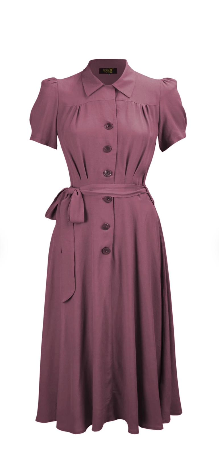 House of Foxy Reproduction Shirtwaister Dress in Plum