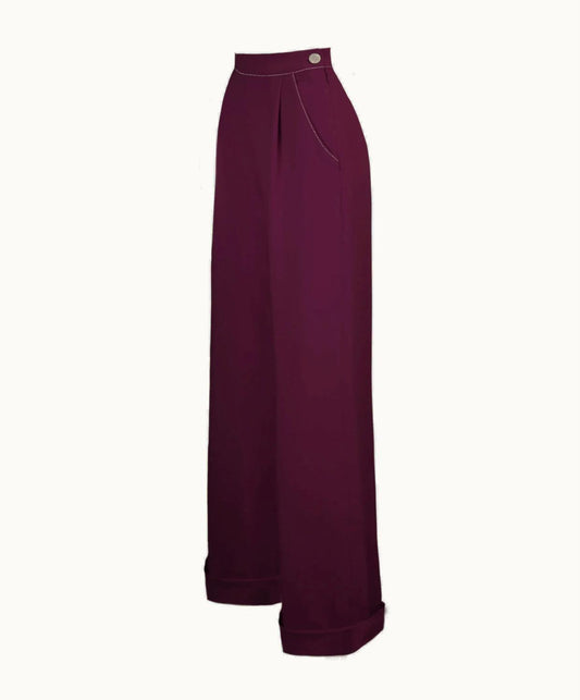 House of Foxy Reproduction Hepburn Trousers in Aubergine