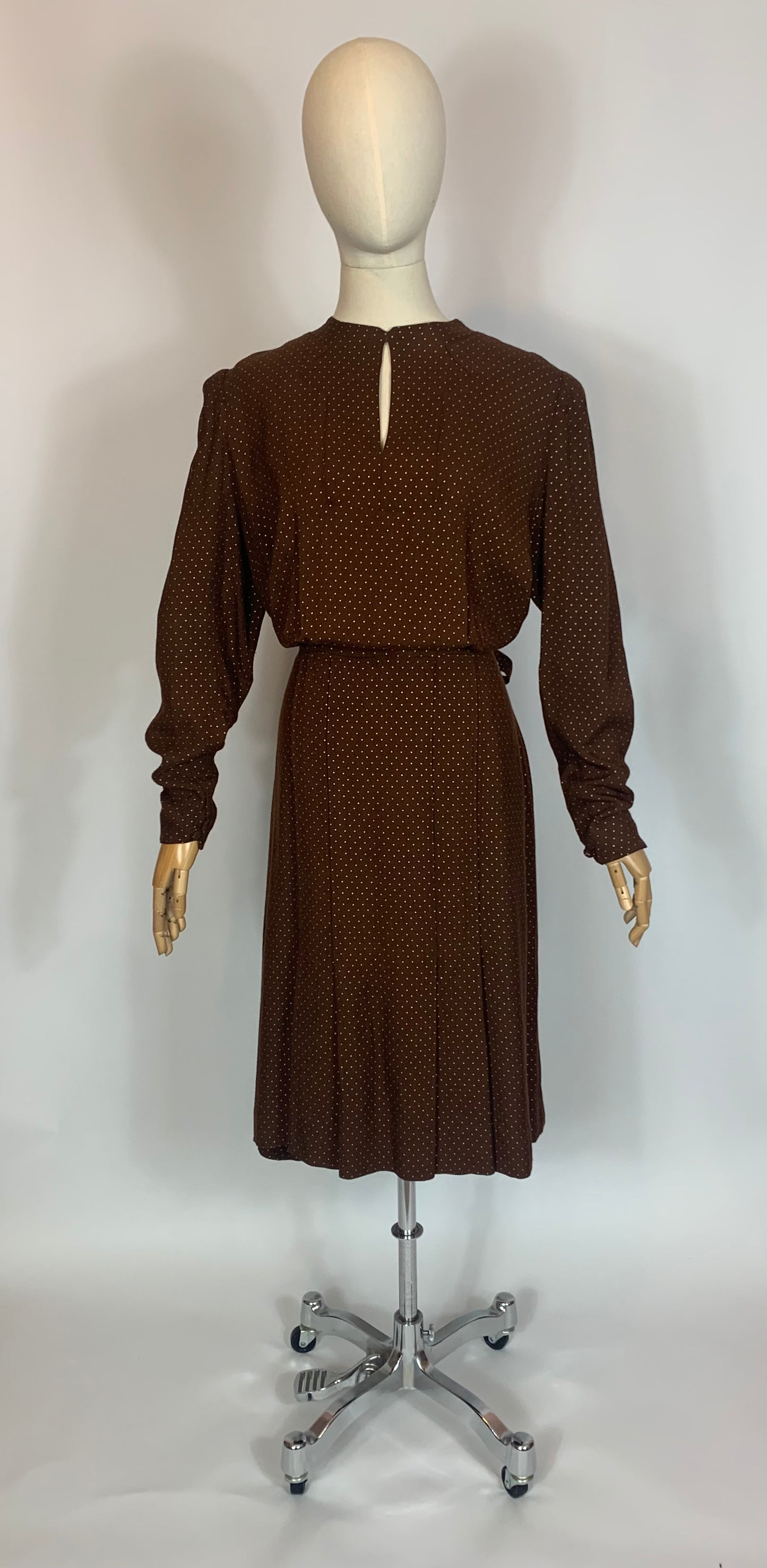 Original 1940s 11011 Double Eleven label dress - Cadbury Brown with Gold