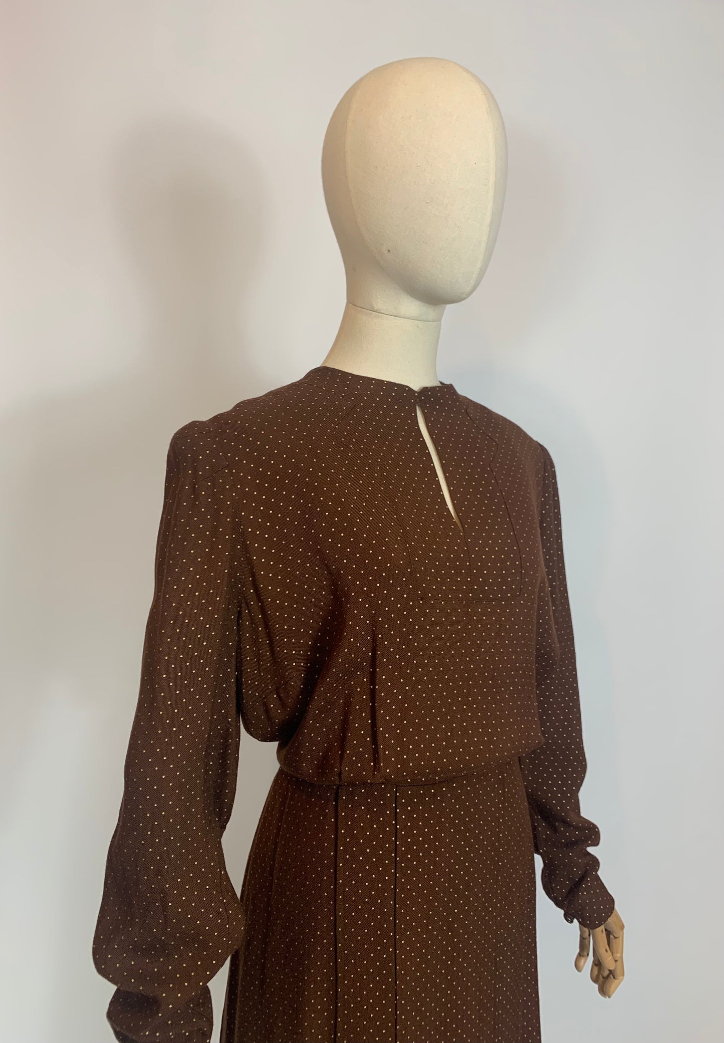 Original 1940s 11011 Double Eleven label dress - Cadbury Brown with Gold