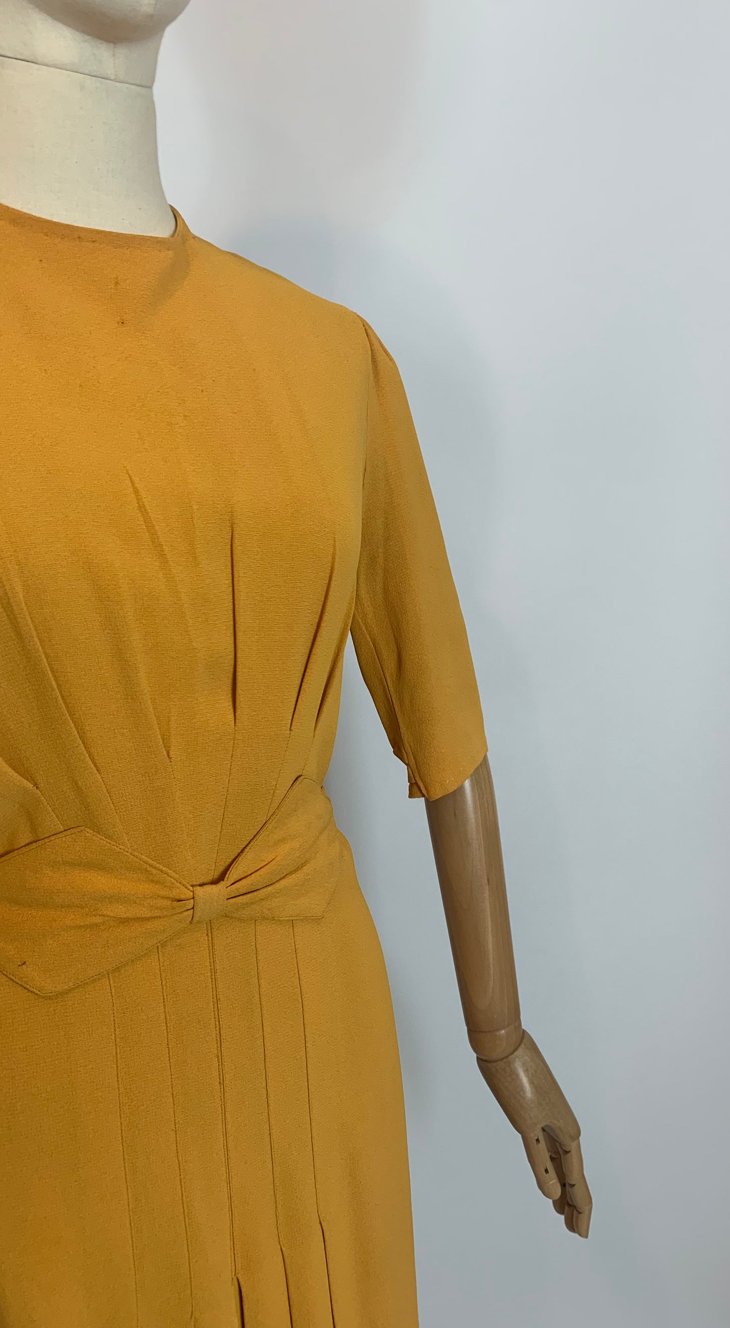 Original 1940’s Beautiful Crepe dress - in Mustard Yellow