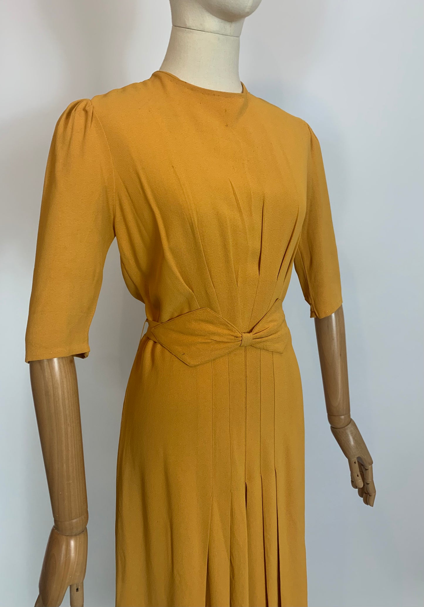 Original 1940’s Beautiful Crepe dress - in Mustard Yellow