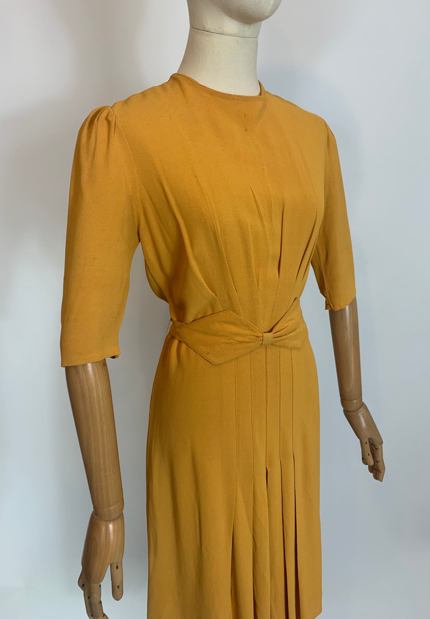 Original 1940’s Beautiful Crepe dress - in Mustard Yellow