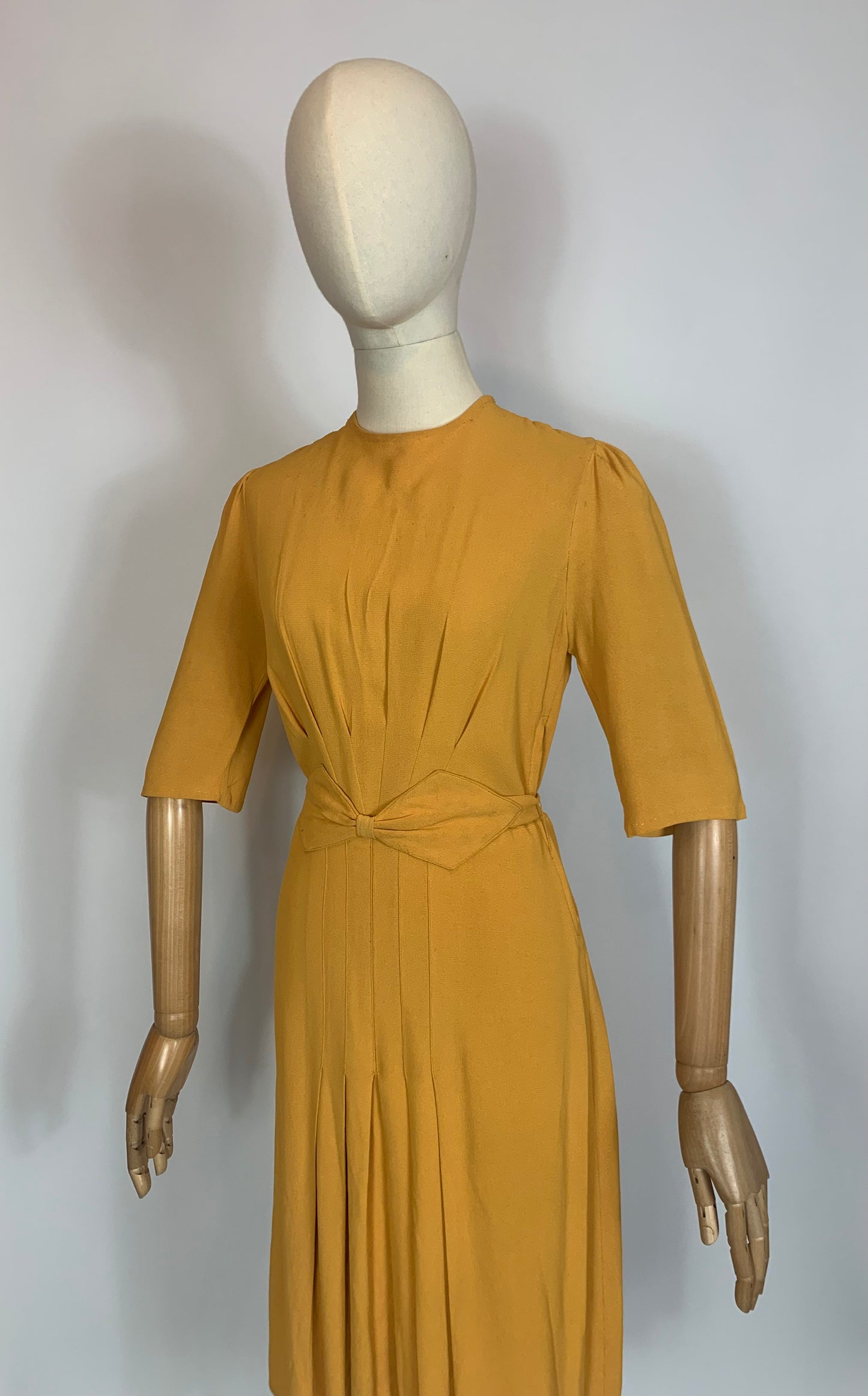 Original 1940’s Beautiful Crepe dress - in Mustard Yellow