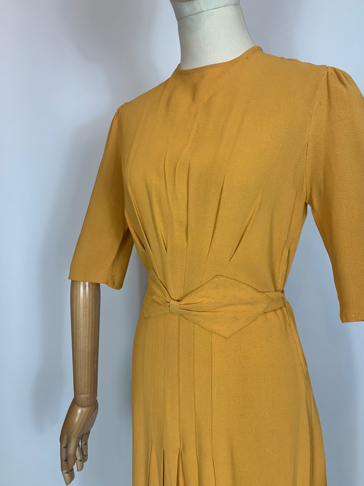 Original 1940’s Beautiful Crepe dress - in Mustard Yellow