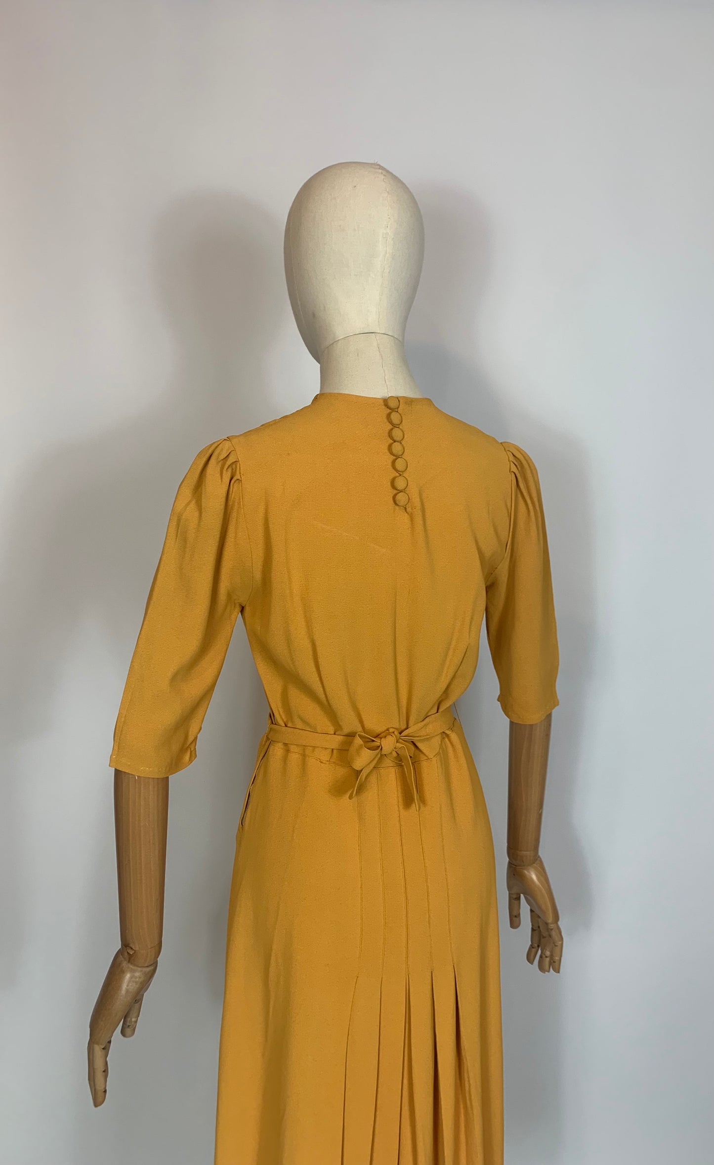 Original 1940’s Beautiful Crepe dress - in Mustard Yellow