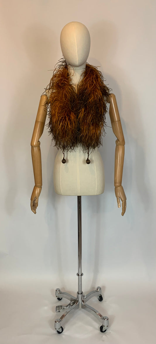 Original Early Spectacular Ostrich Feather Boa - Two tone Brown & Orange