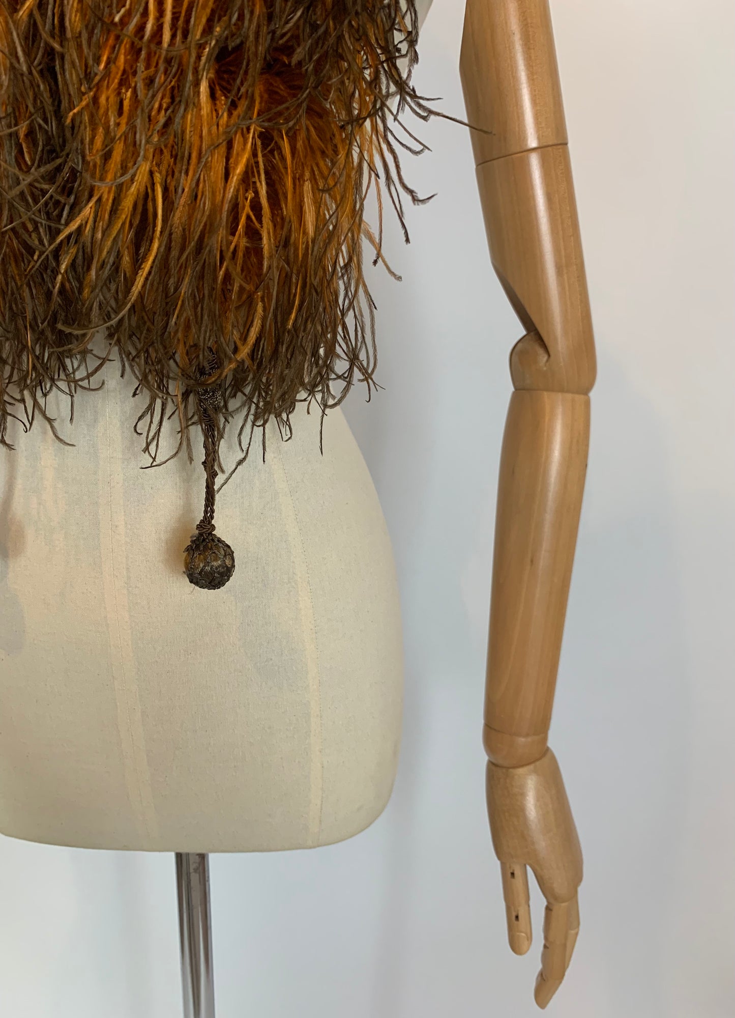 Original Early Spectacular Ostrich Feather Boa - Two tone Brown & Orange