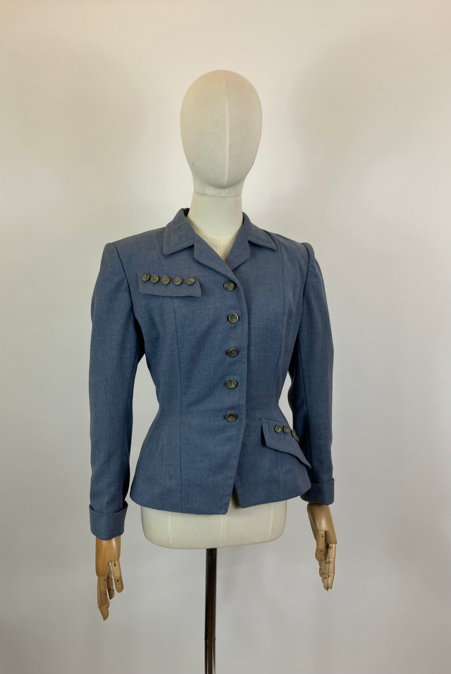 Original 1940's Gorgeous Woollen Jacket - in Powder Blue