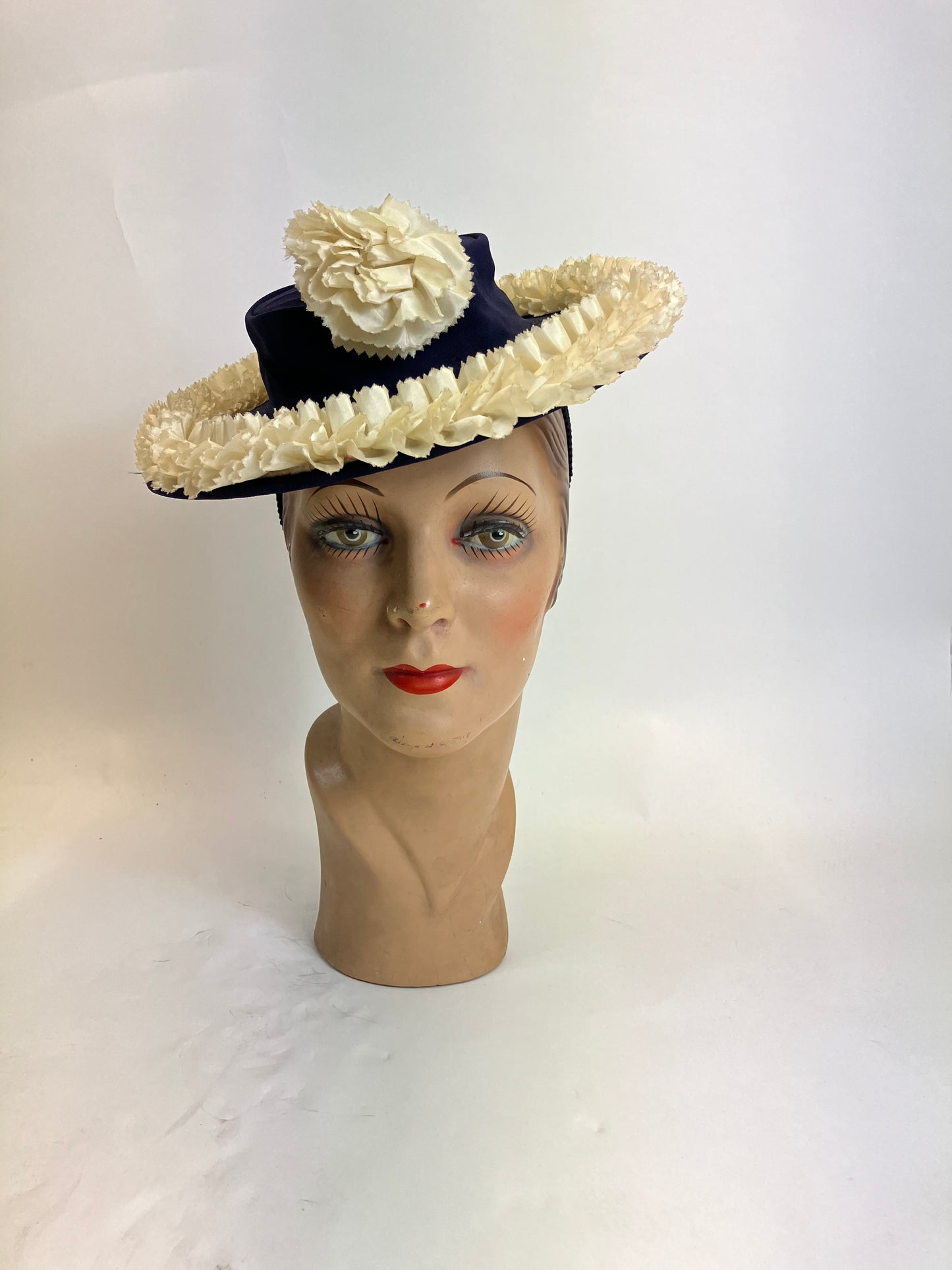 Original 1940's Toy Topper - Navy with Cream accents