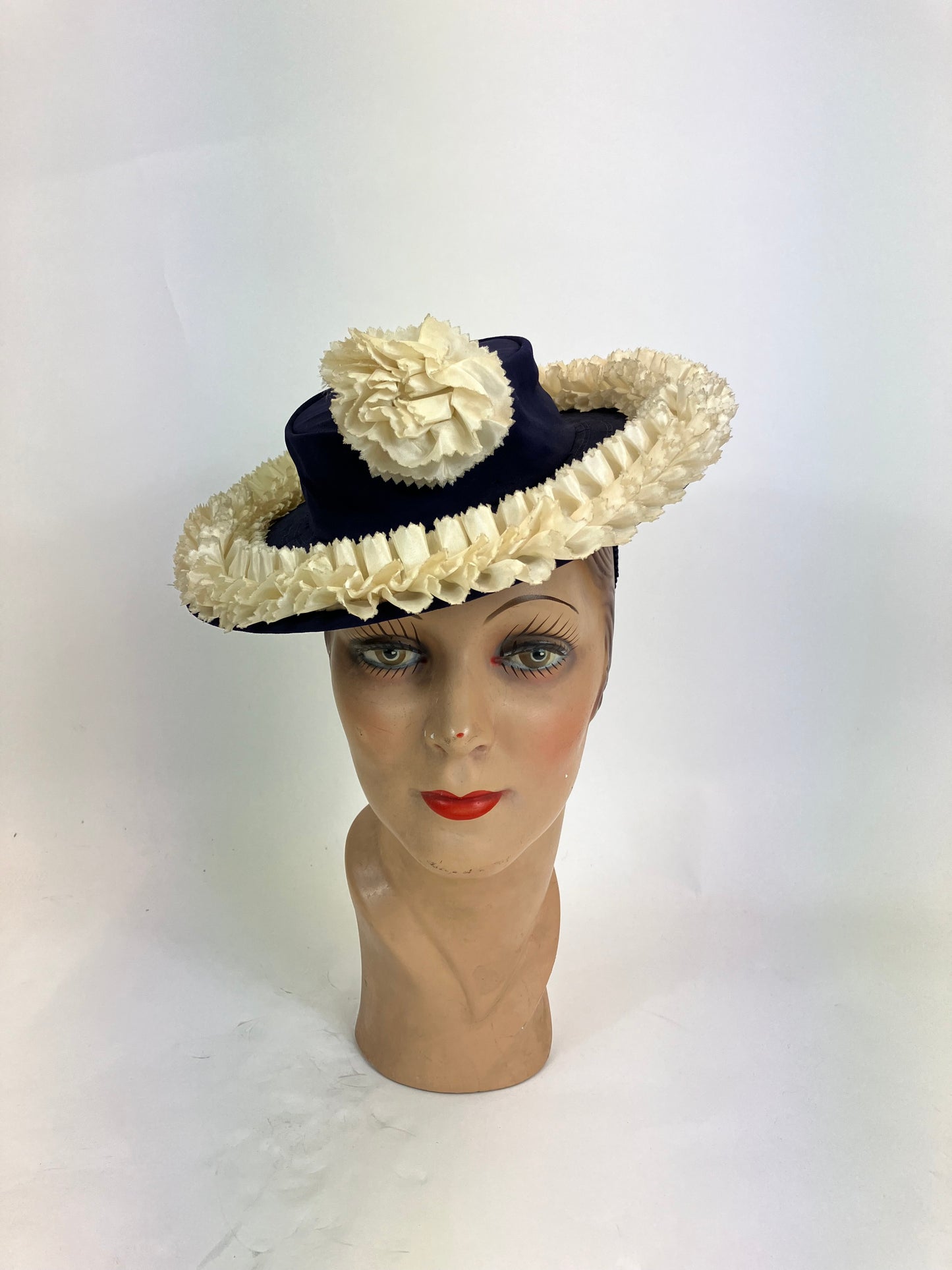 Original 1940's Toy Topper - Navy with Cream accents