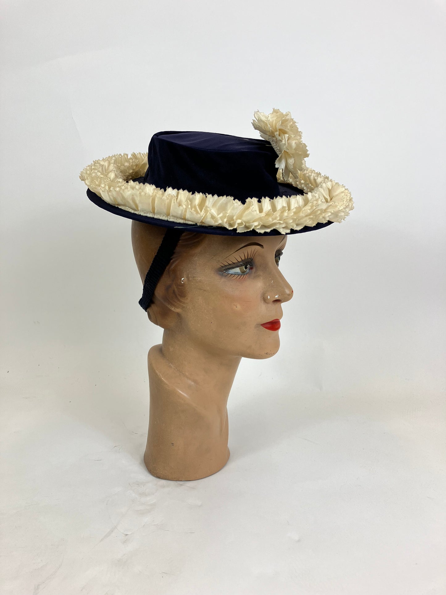 Original 1940's Toy Topper - Navy with Cream accents