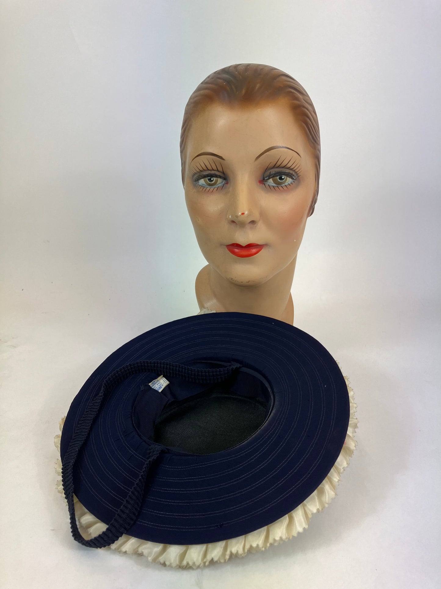 Original 1940's Toy Topper - Navy with Cream accents