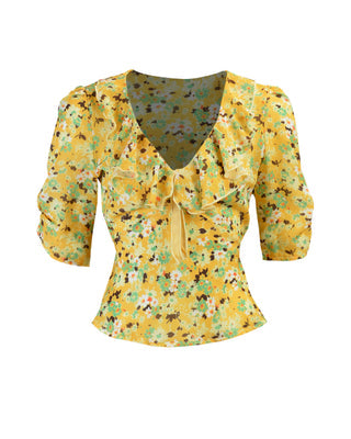 House of Foxy 30's Celia Frill Blouse - In Indian Summer