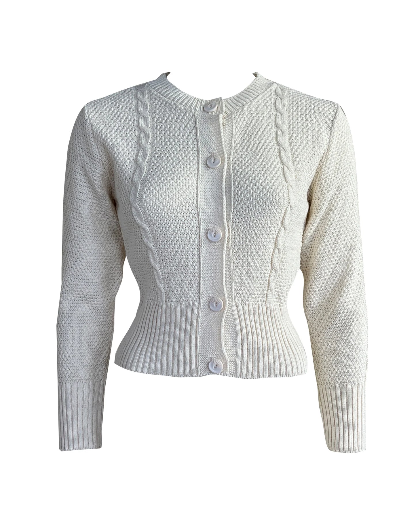 House of Foxy Reproduction Cable Knit Cardigan - Ivory