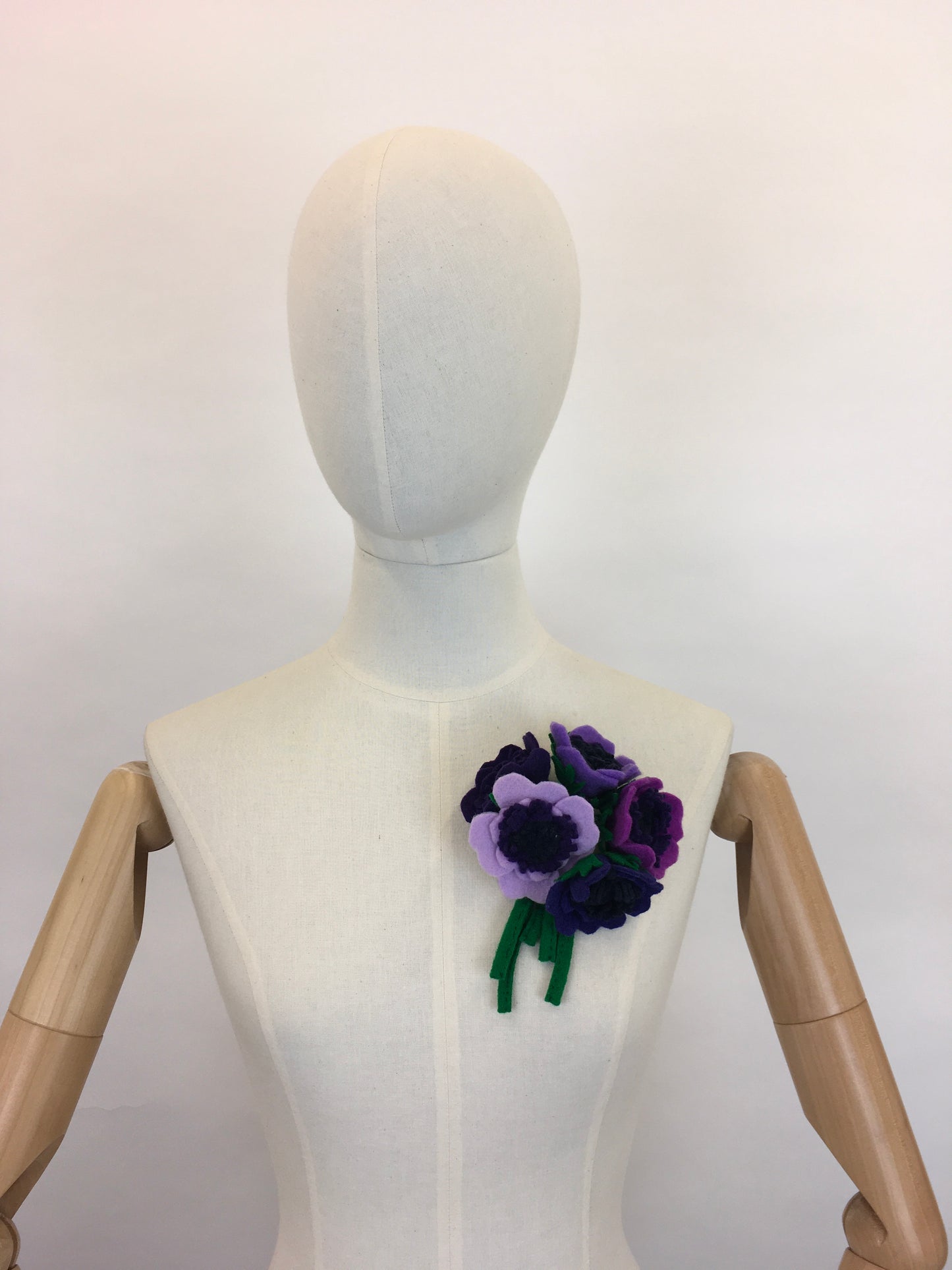 Reproduction Vintage 1940’s Make Do and Mend Floral Corsage - In Rich Purples and Greens