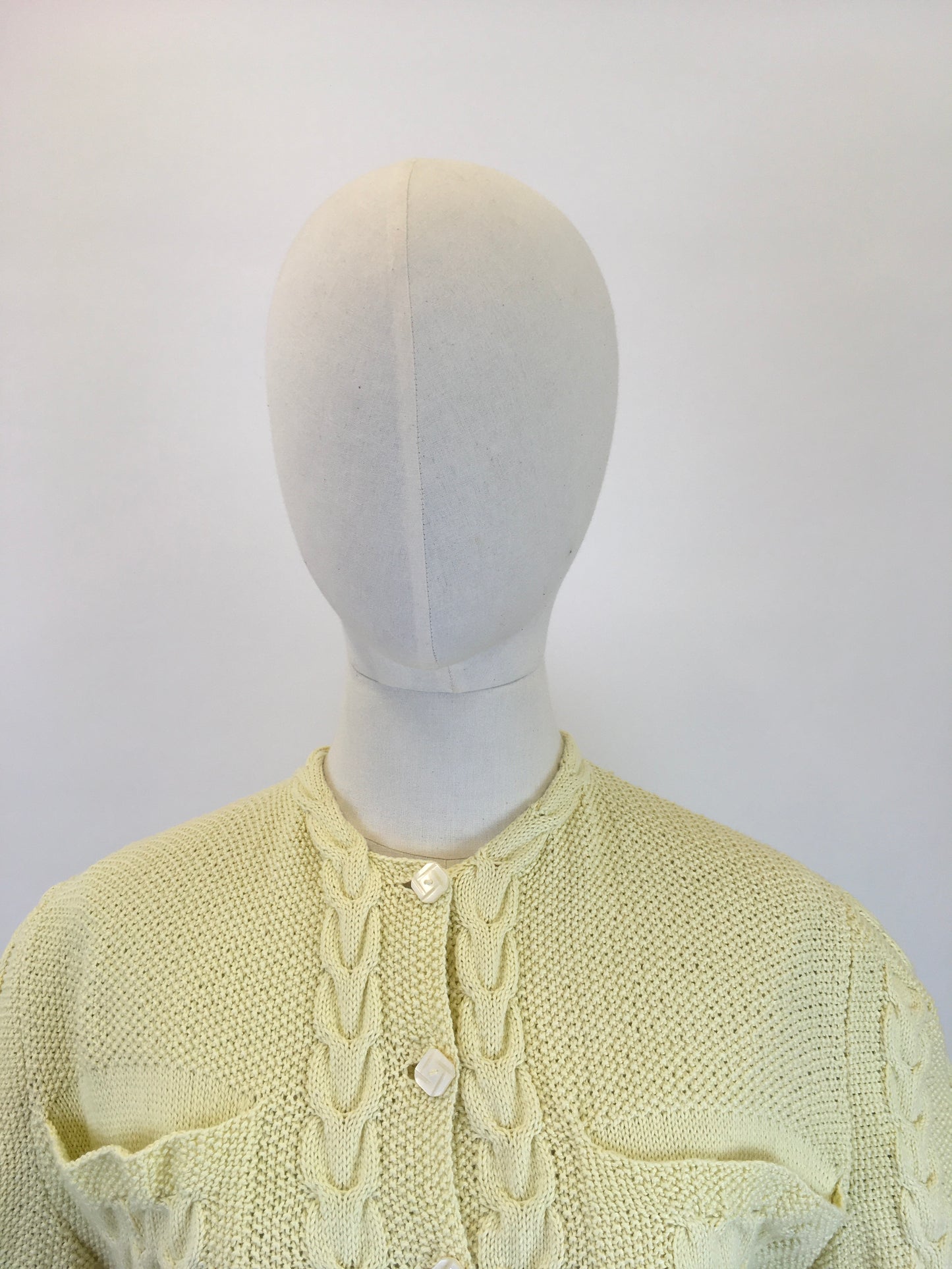 1940’s style Stunning Knitted Cardigan in Soft Lemon - Amazing Back Panel Detailing