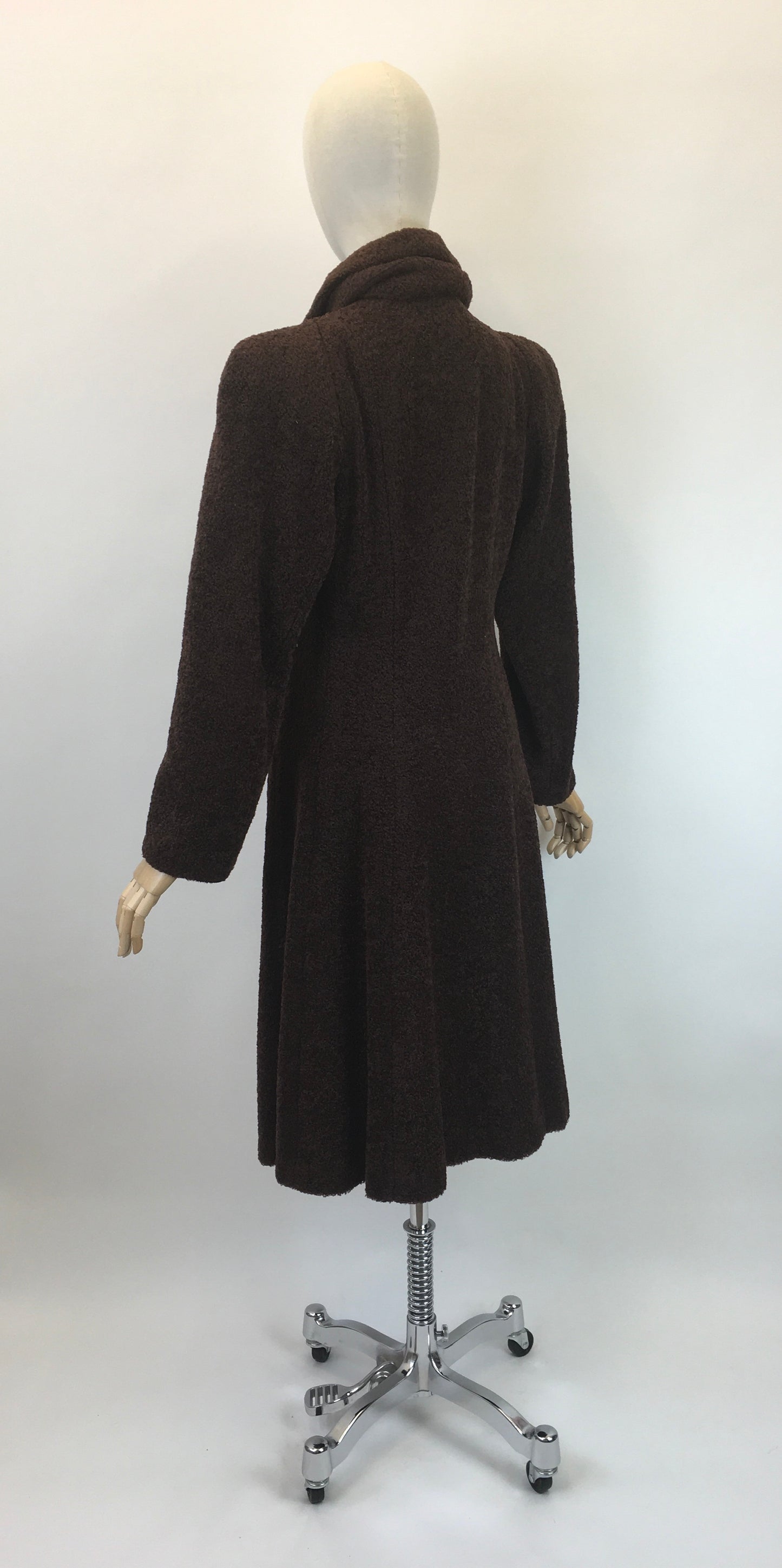 Original 1940’s Stunning Faux Fur Coat - With Matching Scarf in Dark Brown