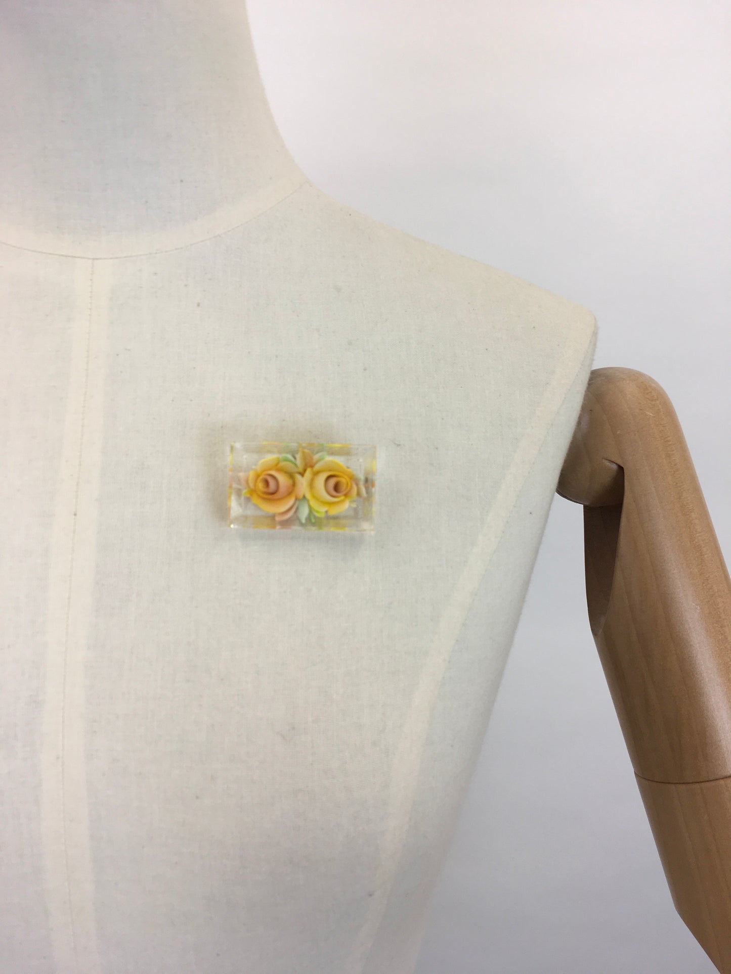 Original 1950’s Reverse Carved Lucite Brooch - In Soft Buttery and Bright Yellows