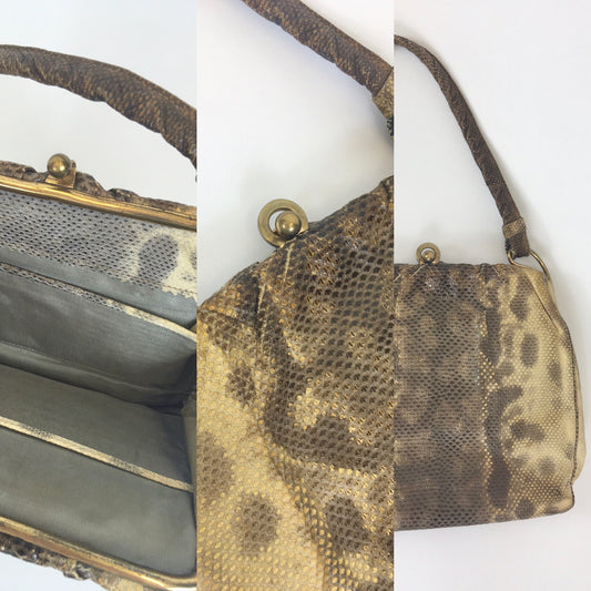 Original 1930’s Exquisite Skin Handbag - With a Lovely Clasp Detailing & Single Handle