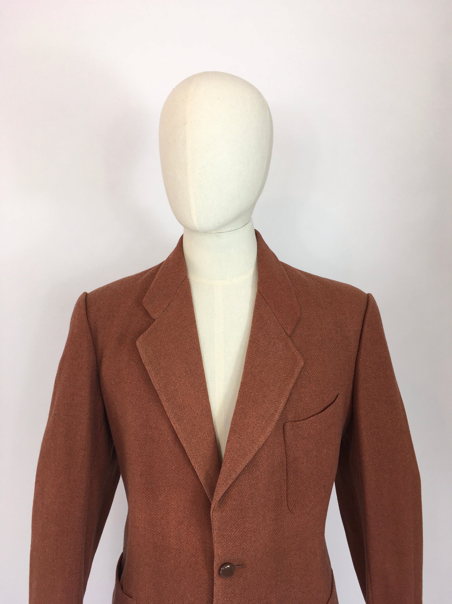 Original 1940’s Single Breasted Gents Jacket - In A Classic Period Rust Wool