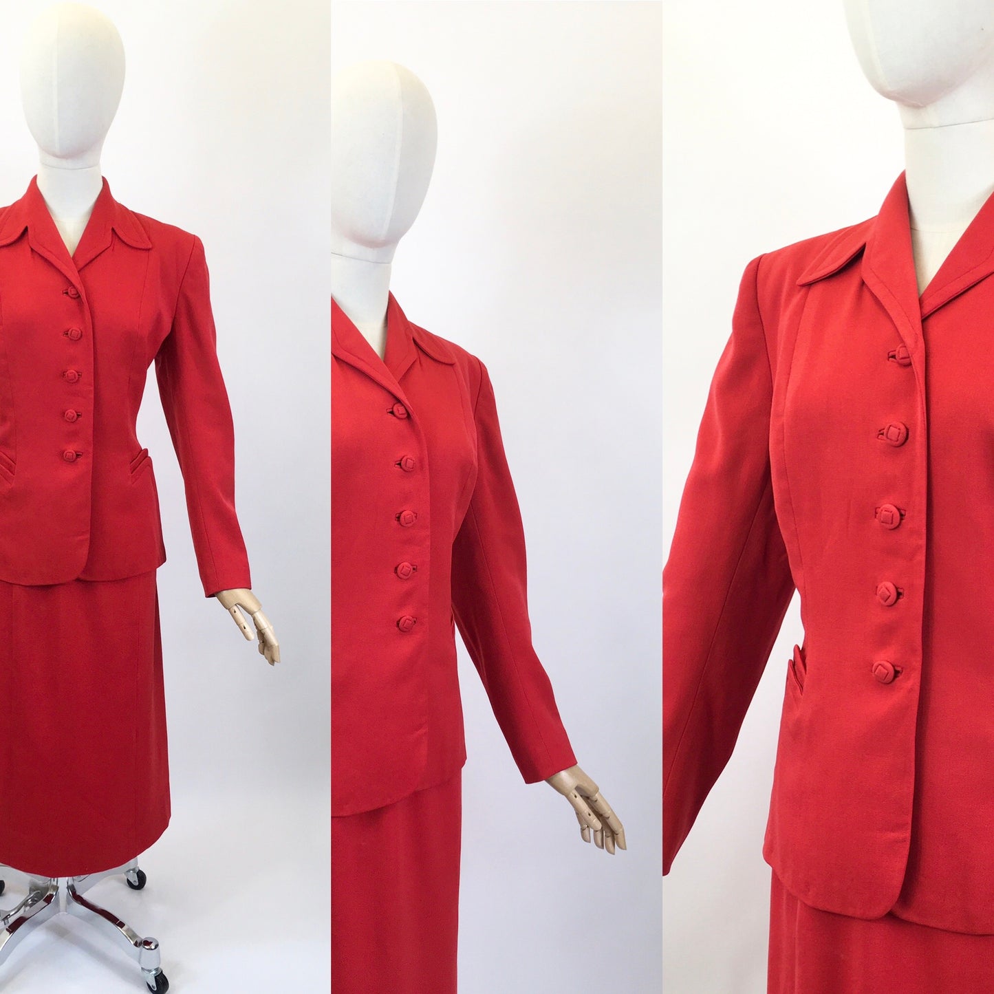 Original 1940's As Is Sublime 2 pc Suit - In Tomato Red