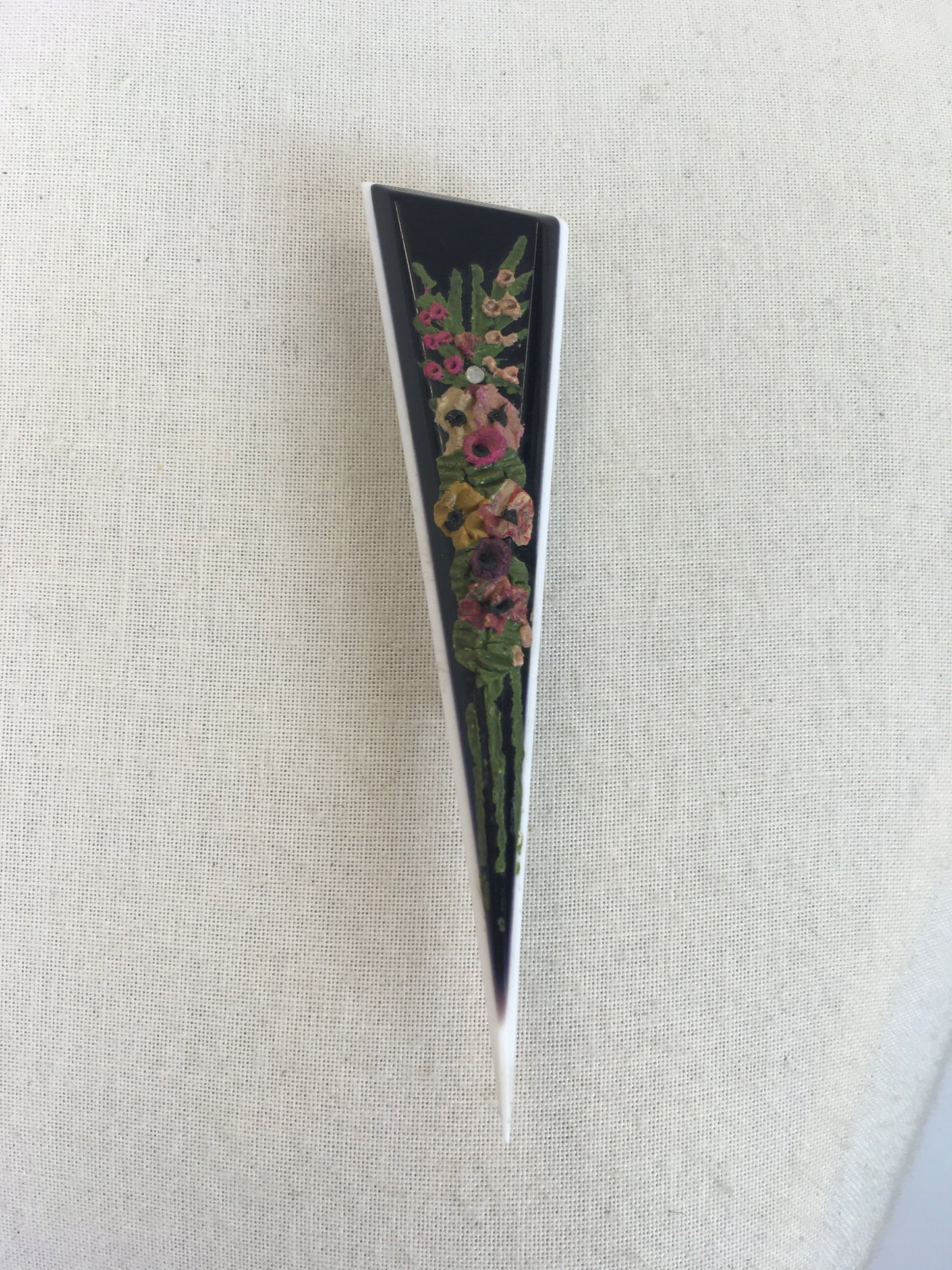 Original Late 1930's Dagger Brooch in Early Plastic - With Barbola Embellishments