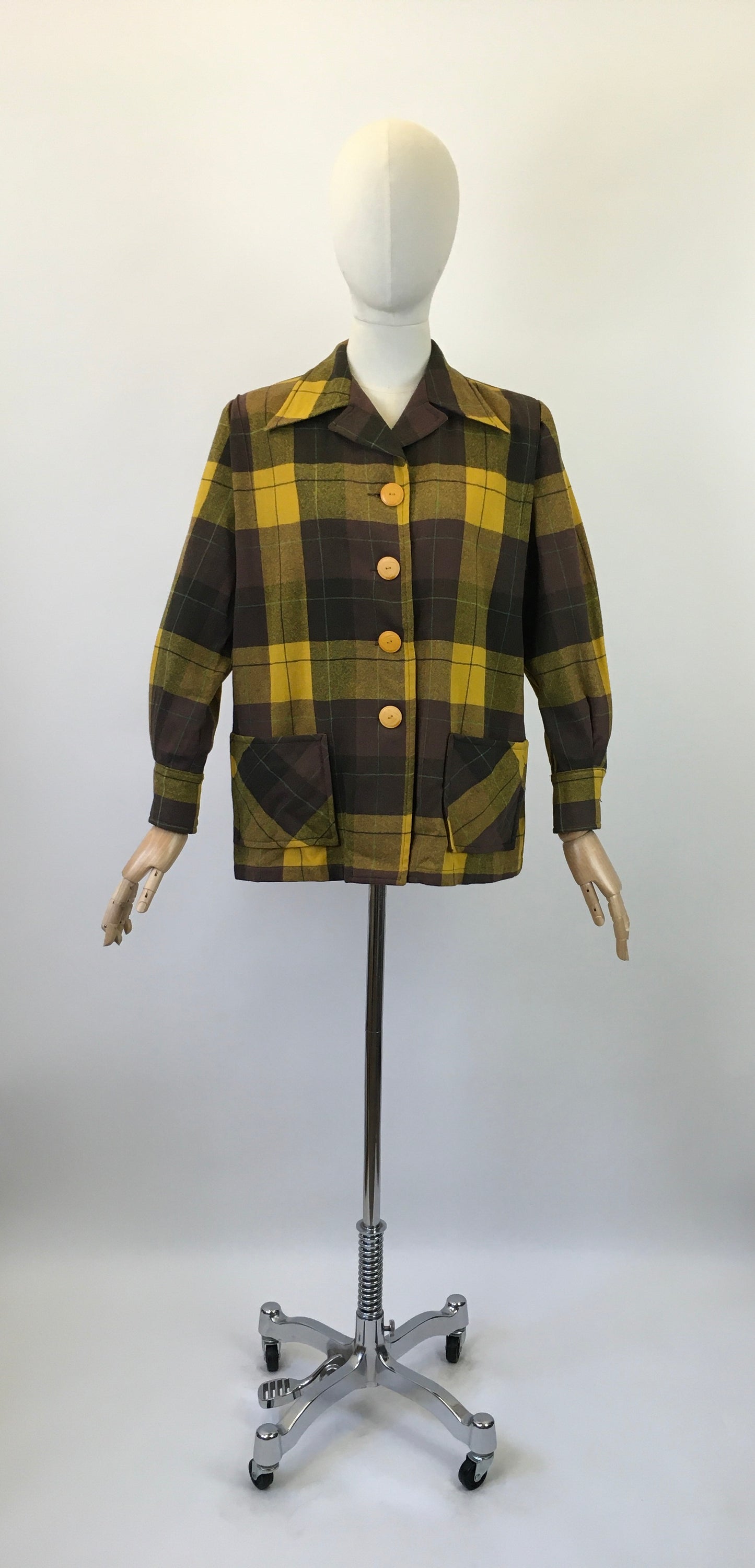 Original Fabulous 1940's Pendelton Jacket - In Warm Brown, Mustard and Bottle Green