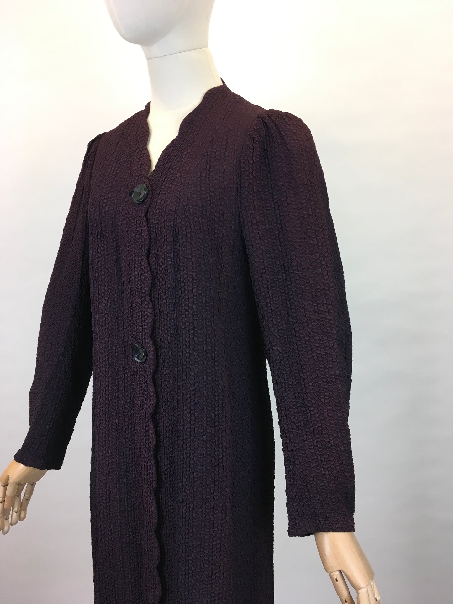 Original 1930s Summer Overcoat - In a Fabulous Textured Waffle Crepe in Faded Navy